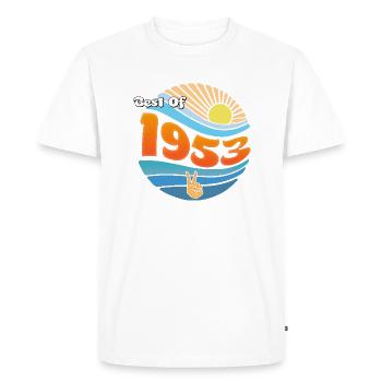 Millésime 1953 – 72 ans de souvenirs - T-shirt Premium bio Homme - blanc - Devant - Nico (187cm)