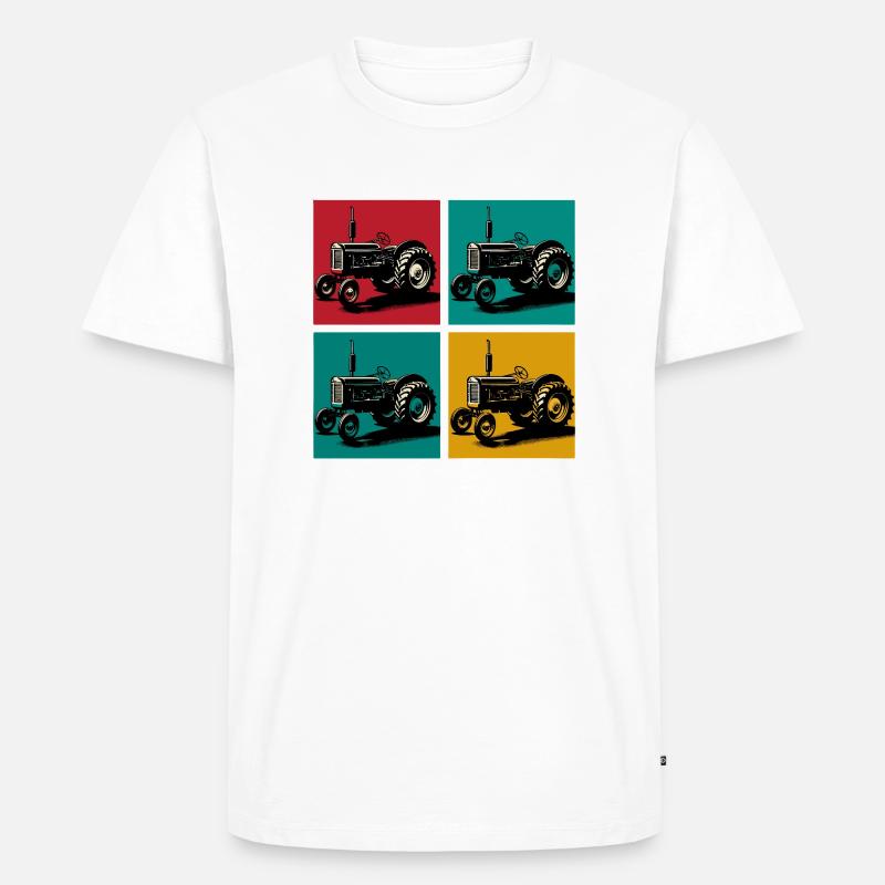 Retro-Oldtimer-Traktor - Männer Premium Bio T-Shirt - Weiß