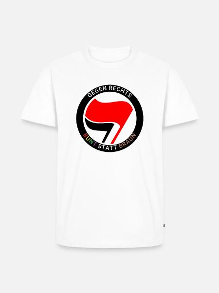 Antifa - Bunt statt Braun - Männer Premium Bio T-Shirt - Weiß