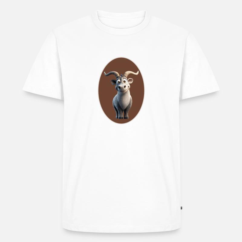 Nashorn Steinbock - Männer Premium Bio T-Shirt - Weiß