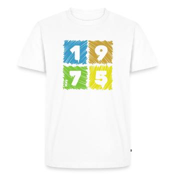 50th Birthday Colored Patches since 05/1975 - Men's Premium Organic T-Shirt - white - Front - Nico (187cm)