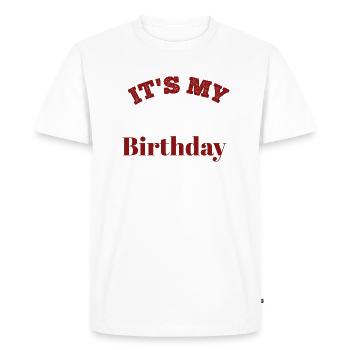 C’est mon anniversaire – Chemise tendance - T-shirt Premium bio Homme - blanc - Devant - Nico (187cm)