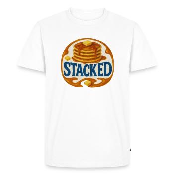 Stacked Pancakes - Men's Premium Organic T-Shirt - white - Front - Nico (187cm)