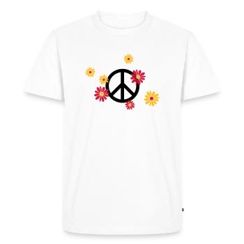 Peace Sign Flower Love flower power Valentine's Day - Men's Premium Organic T-Shirt - white - Front - Nico (187cm)