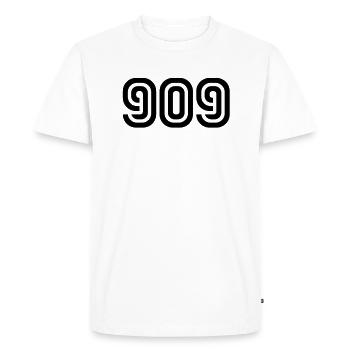 Number 909__V001 - T-shirt Premium bio Homme - blanc - Devant - Nico (187cm)