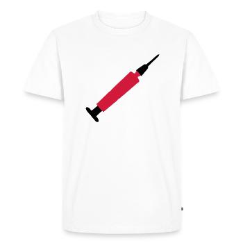 spritze - Männer Premium Bio T-Shirt - Weiß - Vorne - Nico (187cm)