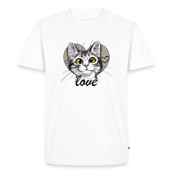 chat coeur - T-shirt Premium bio Homme - blanc - Devant - Nico (187cm)