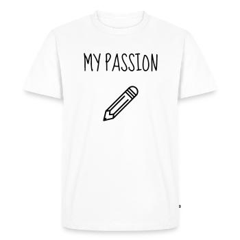 Dessin / Dessinateur / Drawing / Drawer - T-shirt Premium bio Homme - blanc - Devant - Nico (187cm)