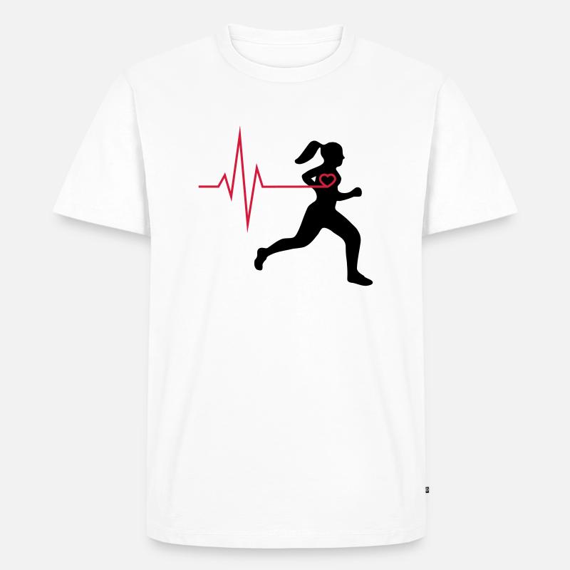 Läuferin mit Herz - Männer Premium Bio T-Shirt - Weiß