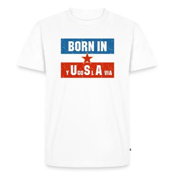 Born dans Yugoslavia Kosovo Cadeau Jugo Tito SFRJ - T-shirt Premium bio Homme - blanc - Devant - Nico (187cm)
