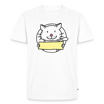 Chat / Chat avec bouclier - T-shirt Premium bio Homme - blanc - Devant - Nico (187cm)