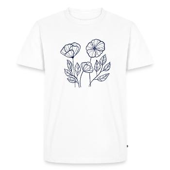 Coquelicots bleus - T-shirt Premium bio Homme - blanc - Devant - Nico (187cm)