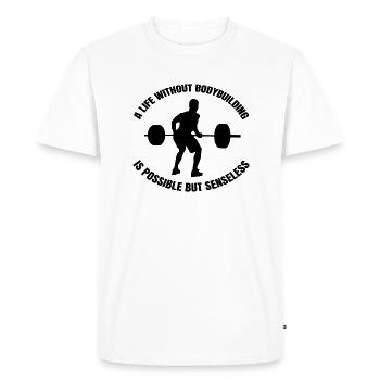 Bodybuilder Fitness Muscle Athlete Entraînement en force - T-shirt Premium bio Homme - blanc - Devant - Nico (187cm)