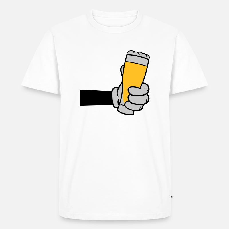 Bierglas anstoßen Comic Hand - Männer Premium Bio T-Shirt - Weiß