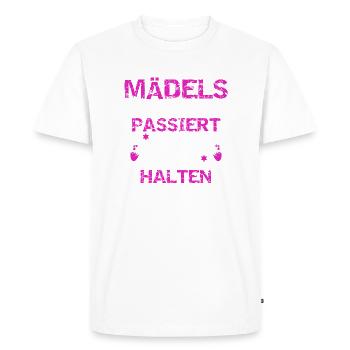 Les filles quoi qu’il arrive Gardez le niveau - JGA, Party - T-shirt Premium bio Homme - blanc - Devant - Nico (187cm)