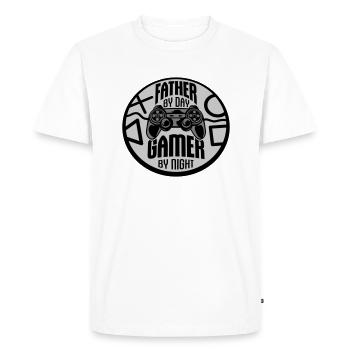 Père joueur de jour - T-shirt Premium bio Homme - blanc - Devant - Nico (187cm)