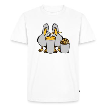 Fast-food mouettes volées - T-shirt Premium bio Homme - blanc - Devant - Nico (187cm)