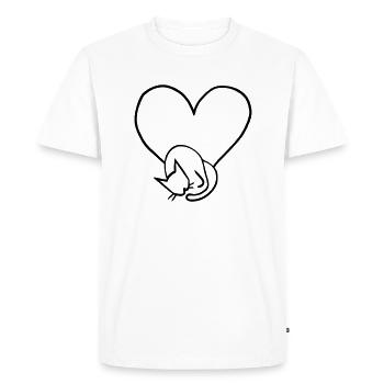 Cats Love Heart Line Art Gift Idea - Men's Premium Organic T-Shirt - white - Front - Nico (187cm)
