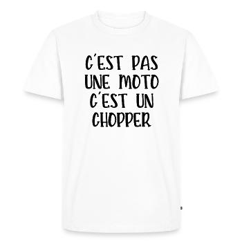 c'est pas une moto c'est un chopper - T-shirt Premium bio Homme - blanc - Devant - Nico (187cm)