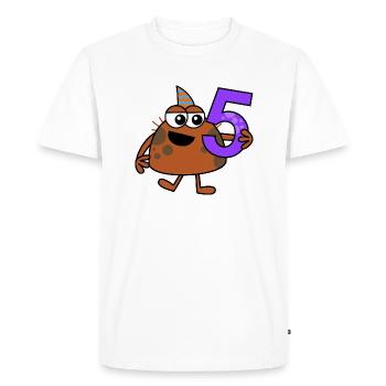 Funny Cartoon Number Five Monster - Men's Premium Organic T-Shirt - white - Front - Nico (187cm)