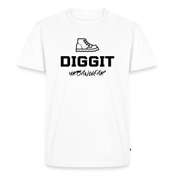 DIGGIT Classic Logo Noir - T-shirt Premium bio Homme - blanc - Devant - Nico (187cm)