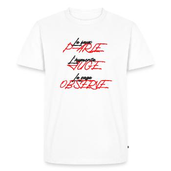 les faux parle - T-shirt Premium bio Homme - blanc - Devant - Nico (187cm)