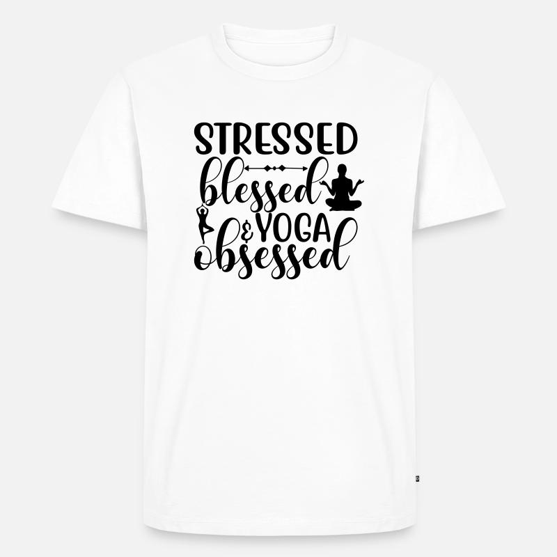 stressed blessed - Männer Premium Bio T-Shirt - Weiß