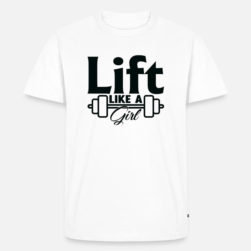 Heben wie ein Mädchen - Männer Premium Bio T-Shirt - Weiß