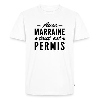 avec marraine tout est permis - T-shirt Premium bio Homme - blanc - Devant - Nico (187cm)
