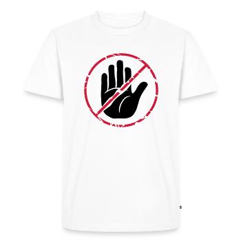 Stop character hand crossed out - Men's Premium Organic T-Shirt - white - Front - Nico (187cm)