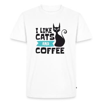 J’aime les chats et le café, les chats et les amateurs de café - T-shirt Premium bio Homme - blanc - Devant - Nico (187cm)