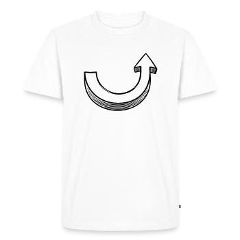 Balayez la flèche de 180° vers l’avant - T-shirt Premium bio Homme - blanc - Devant - Nico (187cm)