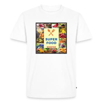 SUPER FOOD BOOSTER - Men's Premium Organic T-Shirt - white - Front - Nico (187cm)