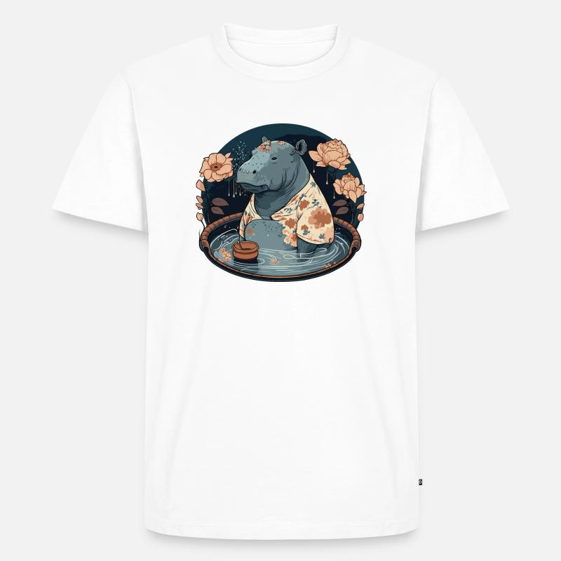 Nilpferd 2 - Männer Premium Bio T-Shirt - Weiß