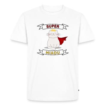 Super Miaou - T-shirt Premium bio Homme - blanc - Devant - Nico (187cm)