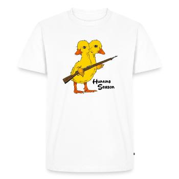 Chasseur de canards à deux têtes - T-shirt Premium bio Homme - blanc - Devant - Nico (187cm)