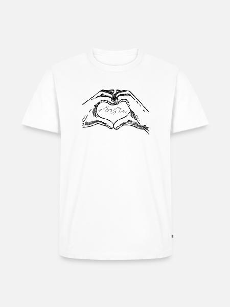 Herzhände und Berge - Männer Premium Bio T-Shirt - Weiß