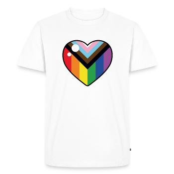 Cœur (drapeau de la fierté du progrès) - T-shirt Premium bio Homme - blanc - Devant - Nico (187cm)