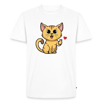 Cute cat with heart sign - Men's Premium Organic T-Shirt - white - Front - Nico (187cm)