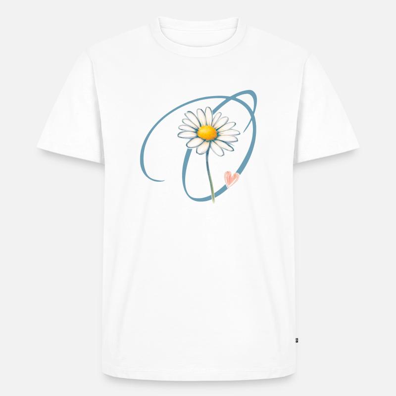 Gänseblümchen Herz Buchstabe O - Männer Premium Bio T-Shirt - Weiß