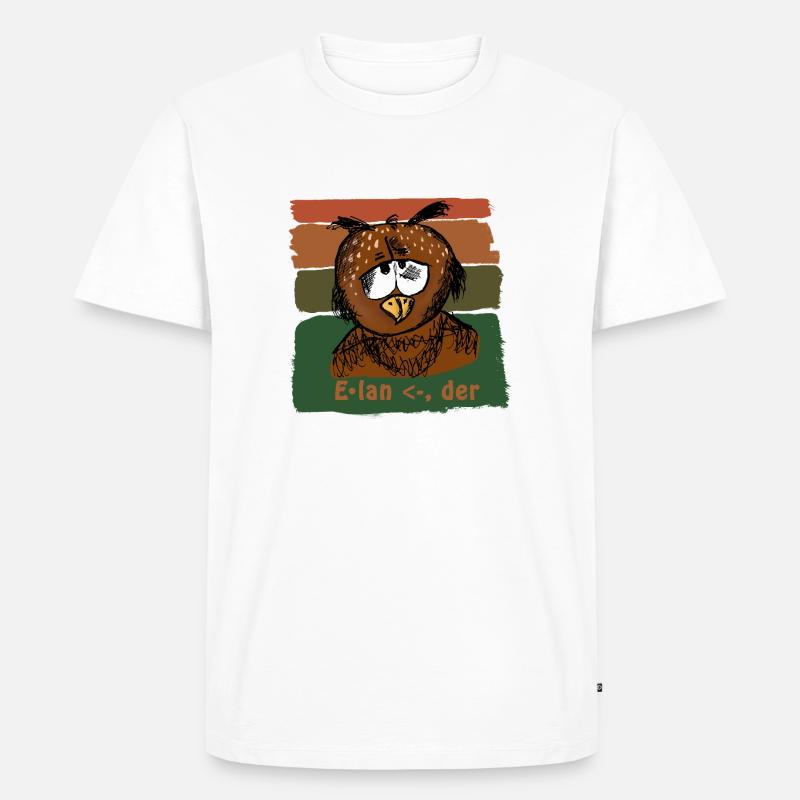 "Elan" - Eule - Männer Premium Bio T-Shirt - Weiß
