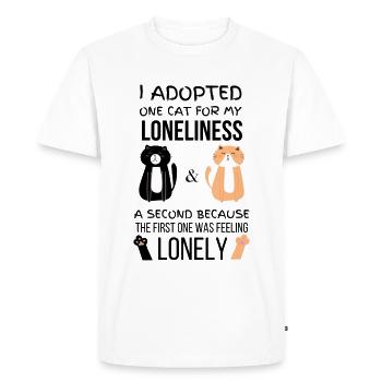 J’ai adopté un chat pour la solitude, un second parce que - T-shirt Premium bio Homme - blanc - Devant - Nico (187cm)