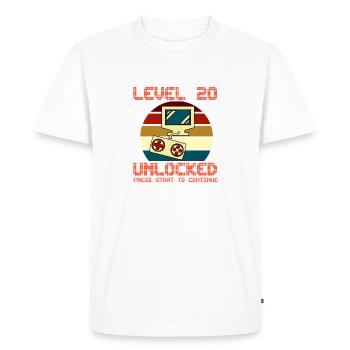 Level 20 - T-shirt Premium bio Homme - blanc - Devant - Nico (187cm)