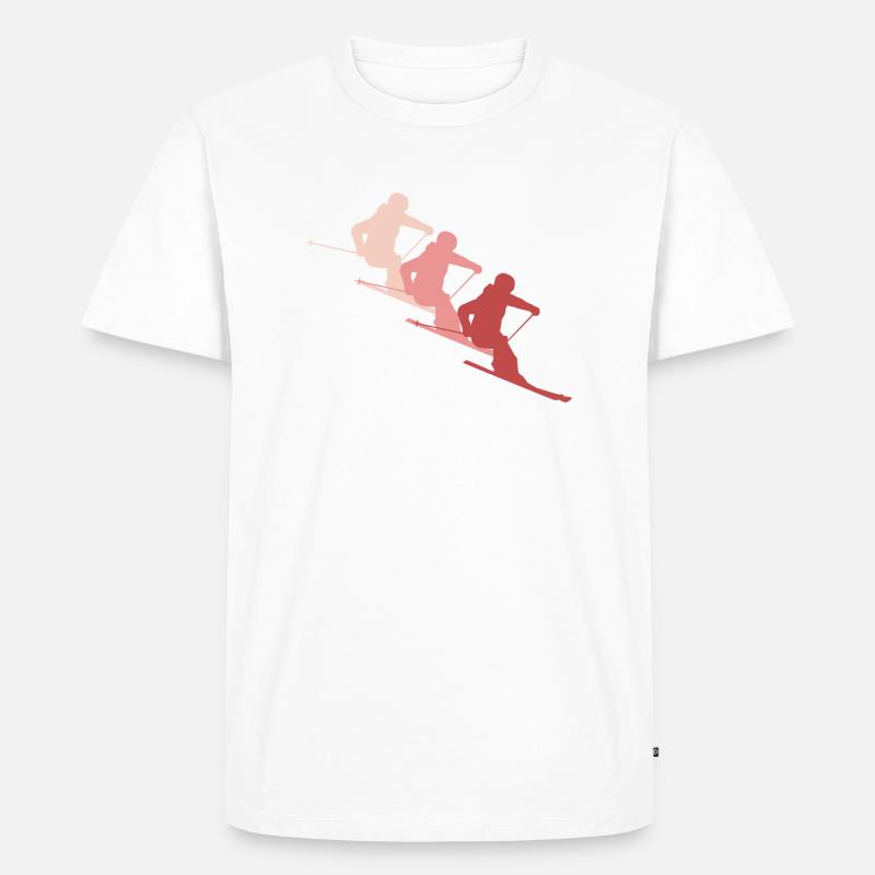 Skifahrer rot/ Ski - Männer Premium Bio T-Shirt - Weiß