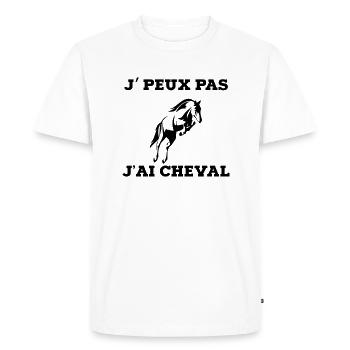 je peux pas j ai cheval - T-shirt Premium bio Homme - blanc - Devant - Nico (187cm)