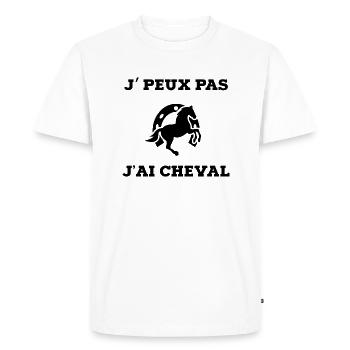 je peux pas j ai cheval - T-shirt Premium bio Homme - blanc - Devant - Nico (187cm)