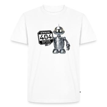 Robot tenant un signe : Erreur 404 Sarcasme introuvable - T-shirt Premium bio Homme - blanc - Devant - Nico (187cm)