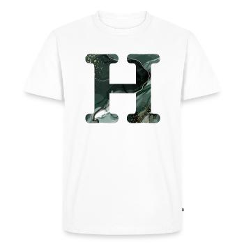 Lettre h marbré vert - T-shirt Premium bio Homme - blanc - Devant - Nico (187cm)