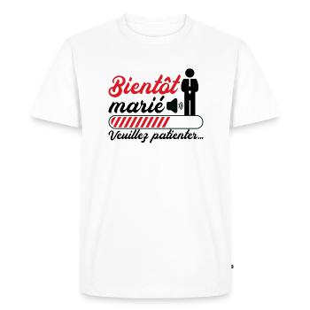 Bientôt marié Veuillez patienter - T-shirt Premium bio Homme - blanc - Devant - Nico (187cm)