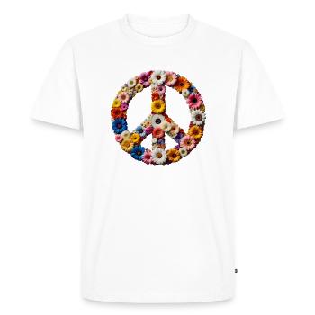 peace logo with flowers - Men's Premium Organic T-Shirt - white - Front - Nico (187cm)